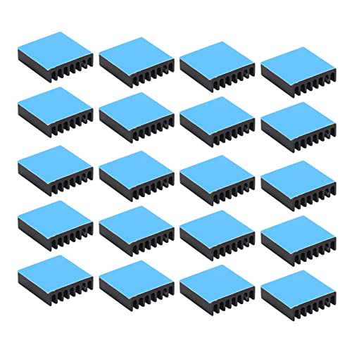 20 Stück Aluminium-Wärme-Aluminium-Kühlkörper, Kühlkörper, 20 Mm, Kühlkörper-Modul, Kühler, Kühlkörper-Set für PC-Chips, Elektrische Geräte (Mit selbstklebender Rückseite) von LiebeWH