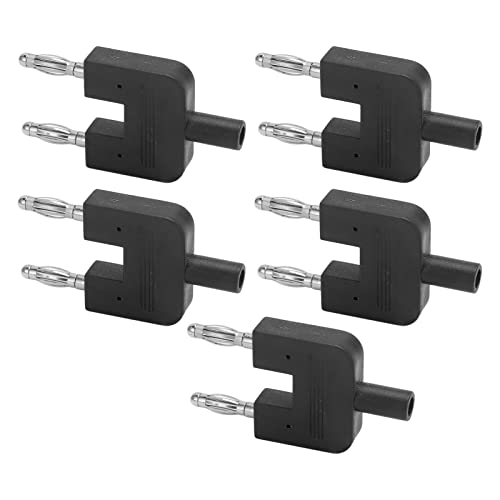 LiebeWH 5 Stück Doppel-Bananenstecker, Doppel-Bananenstecker, Doppel-Bananenstecker, Doppel-Spitzen-Bananenstecker, Reihe 1 Buchse auf 2 Stecker, Bananenstecker (BLACK) von LiebeWH