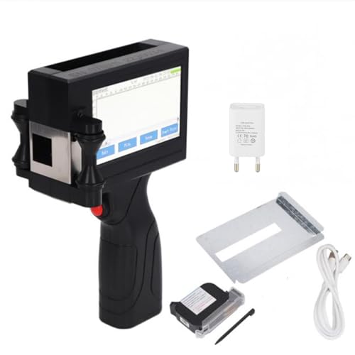 LiebeWH Tintenstrahldrucker mit 4,3-Zoll-Touchscreen, Tragbarer Tragbarer Tintenstrahldrucker für QRCode-Barcode-, Drucken Verschiedener Materialien (EU-Stecker) von LiebeWH