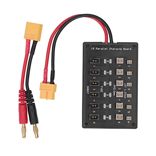 Parallele Ladeplatine 6-Kanal-PCB XT60 Balance Akku-Ladeerweiterungsplatine Lipo-Akku-Lademodule mit 4,0-mm-Bananensteckerkabel Für Lithium-Akku von LiebeWH