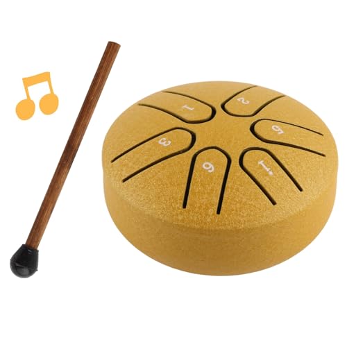 Steel Tongue Drum Mini Handpan Drum mit Drumstick 6-Noten-Schlaginstrument für Anfänger und Erfahrene Musiker Gleichermaßen (Gold) von LiebeWH