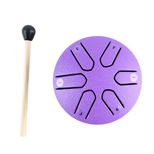 Steel Tongue Drum Mini Handpan Drum mit Drumstick 6-Noten-Schlaginstrument für Anfänger und Erfahrene Musiker Gleichermaßen (Lila) von LiebeWH
