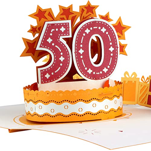 Liebessa® Geburtstagskarte zum 50. Geburtstag 3D Pop-Up Karte für Frau oder Mann - Handgemachte Jubiläum Glückwunschkarte, Geburtstagskarte mit Umschlag von Liebessa