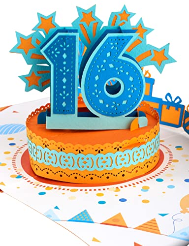 Liebessa 16 Geburtstag 3D Pop Up Karte Birthday - Besondere Geburtstagskarte zum Jubiläum Glückwunschkarte, Geburtstagskarte mit Umschlag von Liebessa