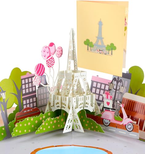 Liebessa 3D Karte Paris Eiffelturm - Pop Up Grußkarte, Reise nach Frankreich, Geschenkkarte, Gutschein, Reisgutschein (SCHÖNES PARIS) von Liebessa