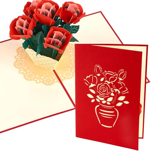 Liebessa 3D Karte Rote Rosen Geschenkkarte Glückwunschkarte von Liebessa