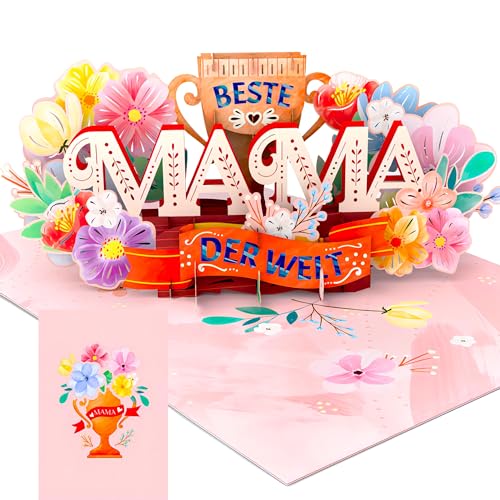 Liebessa 3D Pop-Up Karte „Beste Mama der Welt“ - Geburtstagskarte, Glückwunschkarte zum Jubiläum, Muttertag, Geburtskarte für Mutter, Glückwunsch zur Schwangerschaft von Liebessa