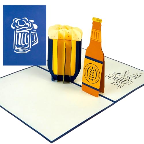 Liebessa 3D Pop-Up Karte Bier- Magische Grußkarte für Mann, Freund und Bierliebhaber von Liebessa