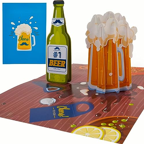 Liebessa Bier 3D Pop-Up Karte für den Mann - Handgemachte Jubiläum Glückwunschkarte, Geburtstagskarte mit Umschlag von Liebessa