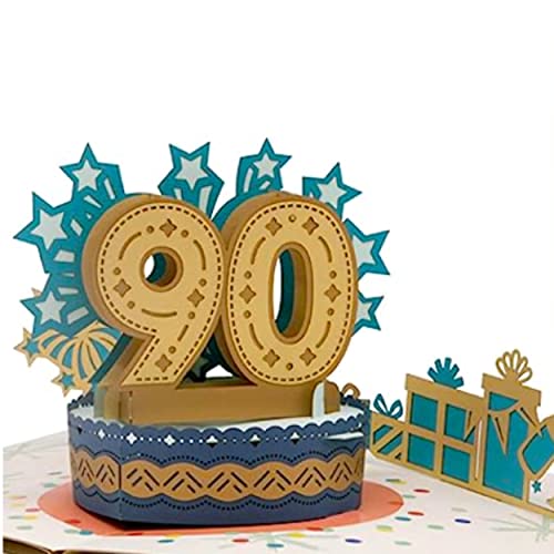 Liebessa Geburtstagskarte zum 90. Geburtstag (ROT) 3D Pop-Up Karte für Frau oder Mann - Handgemachte Jubiläum Glückwunschkarte, Geburtstagskarte mit Umschlag von Liebessa