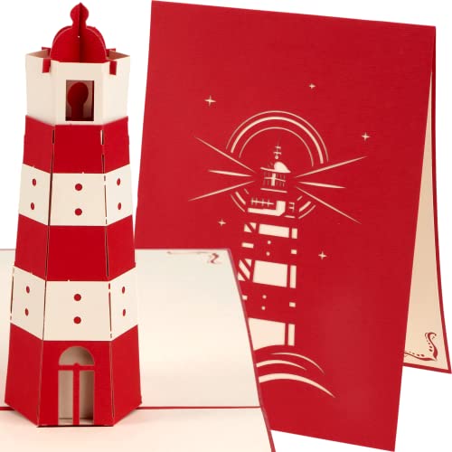 Liebessa Leuchtturm 3D Pop Up Karte - Ostsee, Nordsee, Grußkarte, Erinnerungskarte, Reise, Geburtstag, Gutschein, Reisegutschschein von Liebessa
