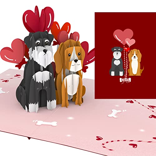 Liebessa - Romanitsche verliebte Hunde - 3D Pop Up Karte - Geschenkkarte für Geburtstag, Valentinstag, Jahrestag, Verlobung, Hochzeit von Liebessa