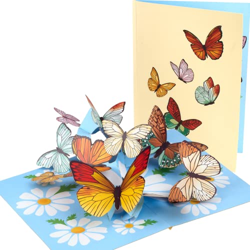 Liebessa Schmetterline Butterflies 3D Karte - Pop Up Geschenkkarte Handgemacht, Grußkarte zum Geburtstag, Hochzeit, Verlobung, Hochzeitstag, Jahrestag, Erntedankfest, Abschied, Geschenkkarte, Ostern von Liebessa