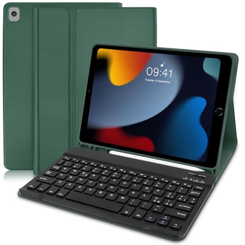 Schutzhülle mit Tastatur für iPad 10.2 2021/2020/2019 (9a, 8. und 7. Gen)/iPad Air 3 /Pro 10,5, italienische QWERTY-Tastatur, abnehmbare Bluetooth-Tastatur, Schutzhülle mit Apple Pencil Ständer für von Lielax