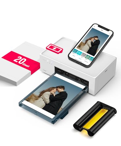 Liene Fotodrucker Smartphone mit Wiederaufladbarer Akku, WiFi, 10x15cm 20 Fotopapiers und 1 Patrone, 300DPI Farbsublimation Sofortbilddrucker, Handy Drucker für Reisen/Heimgebrauch von Liene