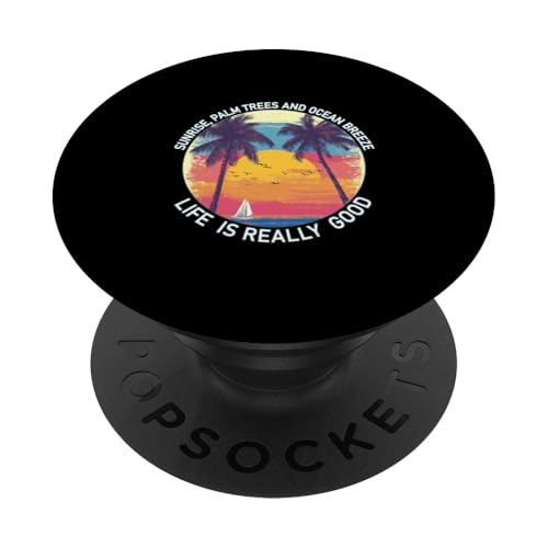 Life Is Really Good Hawaiian Vintage 80er Palmen Sunrise PopSockets Klebender PopGrip Life Is Really Good Hawaiian Vintage 80er Palmen Sunrise PopSockets Klebender PopGrip von Life Is Really Good Summer Beach Vacation Graphic