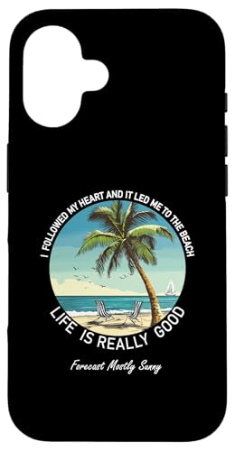 Life Is Really Good Kokospalmen Retro Tropical Summer Hülle für iPhone 16 von Life Is Really Good Summer Beach Vacation Graphic