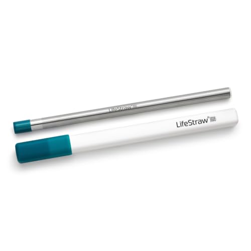 LifeStraw Sip – Wiederverwendbarer Strohhalm aus Edelstahl mit Etui, entfernt Mikroplastik, Bakterien und Parasiten für Reisen und den täglichen Gebrauch, Lagunenteal von LifeStraw