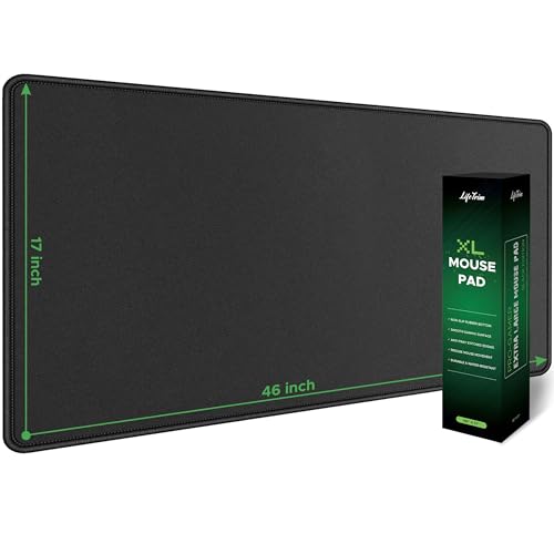 LifeTrim Großes Gaming-Mauspad für Schreibtisch, Gaming-Mauspad, groß, 116,8 x 43,2 cm, 5 mm, Schwarz, XXL, dick, lang, extra groß, erweitert, großes Mauspad, Gamer-Schreibtischunterlage LifeTrim Großes Gaming-Mauspad für Schreibtisch, Gaming-Mauspad, groß, 116,8 x 43,2 cm, 5 mm, Schwarz, XXL, dick, lang, extra groß, erweitert, großes Mauspad, Gamer-Schreibtischunterlage von LifeTrim