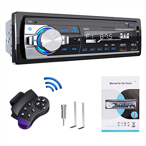 RDS Autoradio Bluetooth Freisprecheinrichtung, Lifelf 1 DIN Radio Stereo 4 x 65W Empfänger mit MP3 Player Zwei USB-Anschlüsse WMA FM Fernbedienung, Unterstützung für iOS, Android (Keine CD) von Lifelf