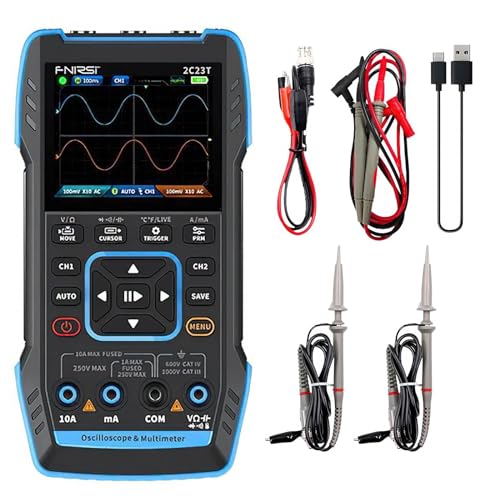 2C23T Digitales Oszilloskop, 3-in-1, tragbarer Transistor-Tester, Multimeter, digitales Oszilloskop, integrierter DDS-Funktionssignalgenerator, mit Lithium-Akku (B) von Lifellery