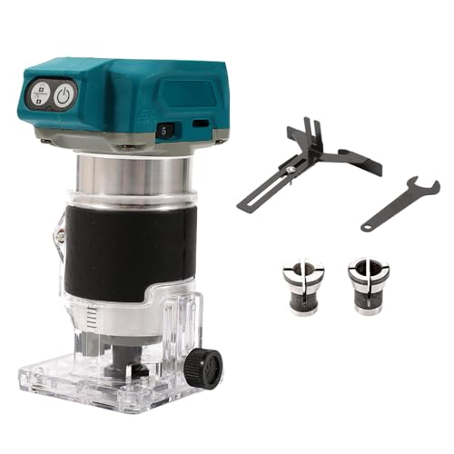 Elektrische Oberfräse, Holzschneider, bis zu 30.000 U/min, Hartmetallschneider, 6 mm, 6,35 mm, 8 mm (für 18 V Akku, bürstenloser Motor, ohne Akku) von Lifellery