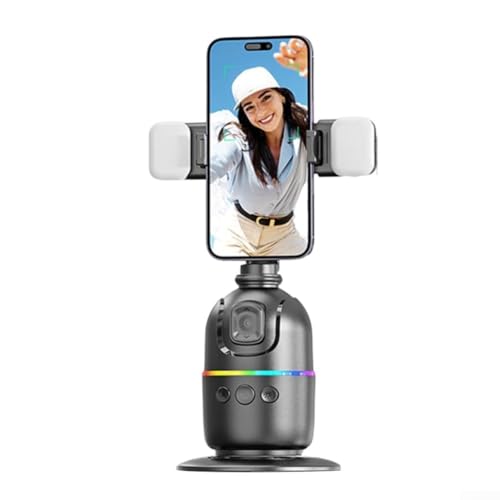 Für 360 Grad drehbarer Gimbal-Stabilisator für Live-Streaming und Selfie-Videoproduktion (P03 Dual Lights) von LifenaviStore