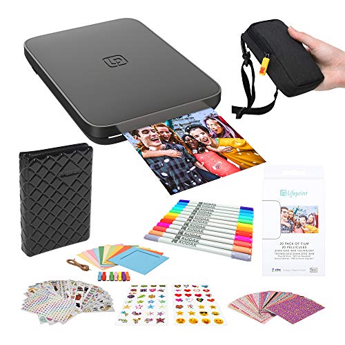 Lifeprint 3x4.5 tragbarer Foto- und Videodrucker (Schwarz) Bilderrahmen-Kit von Lifeprint