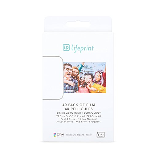 Lifeprint Papier Photo 40 - Photo Paper, Photo Printing Paper 7.6 x 5 cm, Innovative Ecological ZINK Technology, Adhesive Face, Ink-free Printing - 40 Pack von Lifeprint