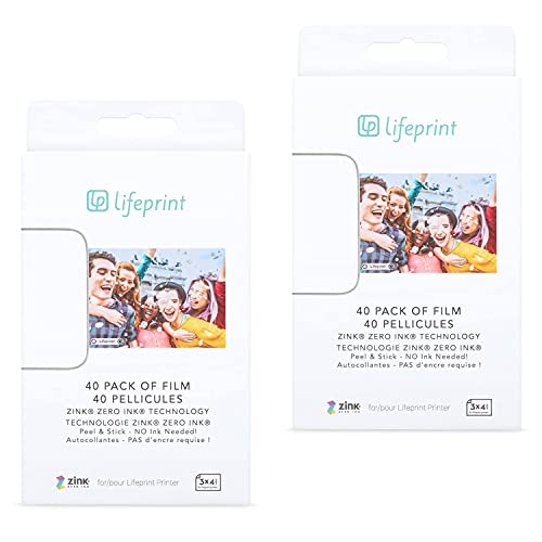 Lifeprint Premium Zink Instant Print Fotopapier, 80 Stück, kompatibel mit Lifeprint 3x4 Druckern von Lifeprint
