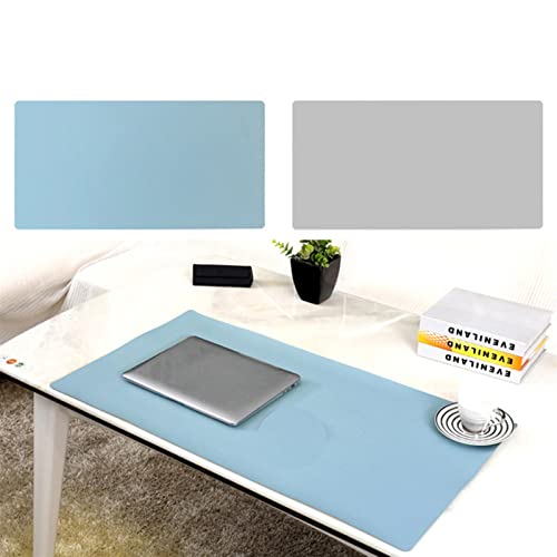 Lifup Wasserdicht PU Leder Schreibtischunterlage Rutschfeste Mauspad für Büro und Zuhause Doppelseitig Blau Silber 85x50cm von Lifup
