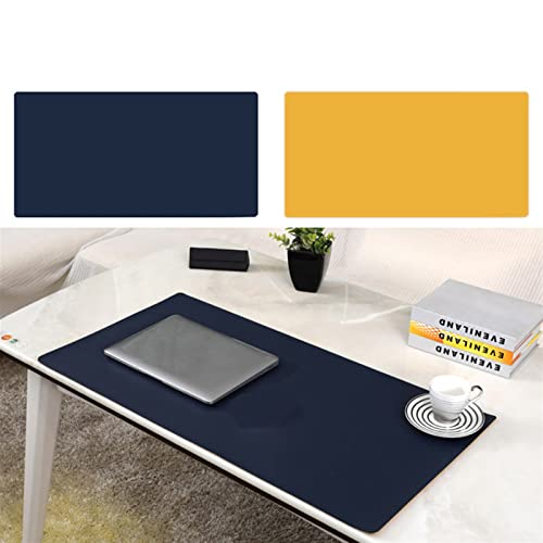 Lifup Wasserdicht PU Leder Schreibtischunterlage Rutschfeste Mauspad für Büro und Zuhause Doppelseitig Marinenblau Gelb 65x55cm von Lifup