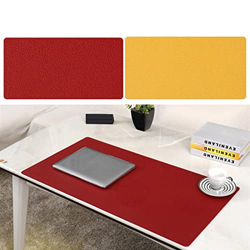 Lifup Wasserdicht PU Leder Schreibtischunterlage Rutschfeste Mauspad für Büro und Zuhause Doppelseitig Rot Gelb 100x60cm von Lifup