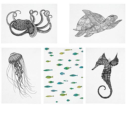 Ligarti Postkarten Set | 5 nachhaltige Grußkarten | Geburtstagskarte | Bambus Papier (Wassertiere) von Ligarti