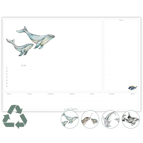Ligarti Schreibtischunterlage Papier (100% nachhaltig) A3+ Wochenplaner Block mit To Do Liste und wechselnden Motiven - Weekly Planner undatiert, Schreibtisch Unterlage (Ozeanfreunde) von Ligarti