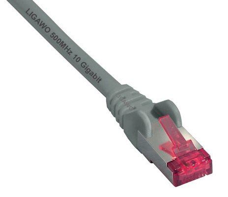 Ligawo 1013039.0 Patchkabel Cat6a, 15m, 500MHz doppelt geschirmt SFTP für DSL Ethernet LAN Netzwerk grau von Ligawo