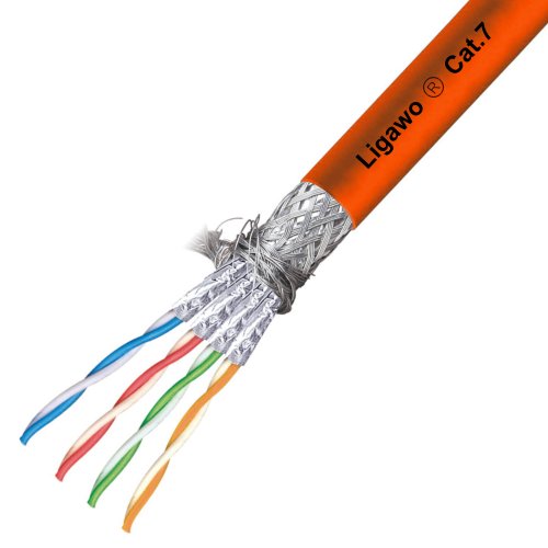 Ligawo CAT 7 Verlegekabel Netzwerkkabel LAN Kabel 45m Ring Simplex 1000MHz CAT7 S/FTP GHMT Zertifiziert Orange Netzwerk Installationskabel Datenkabel von Ligawo