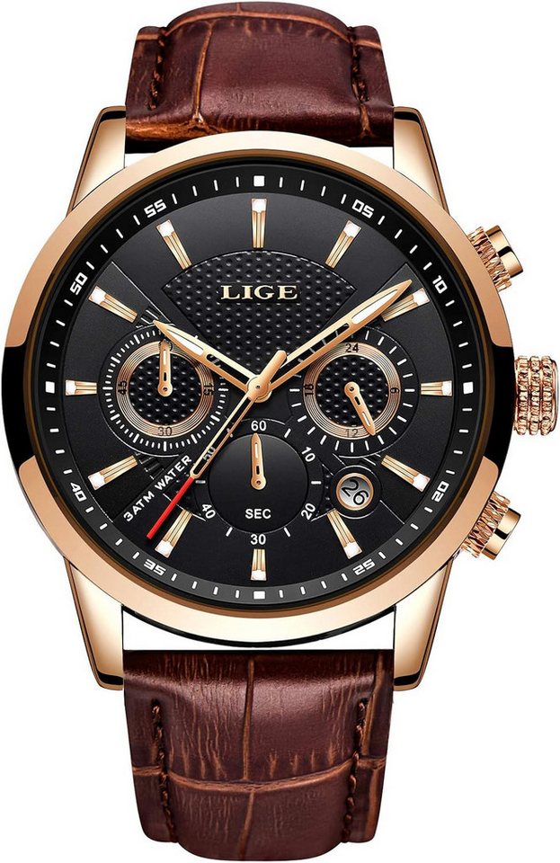 Lige Fur Herren Watch, mit modisch, Chronograph wasserdicht, analog, Quarz lässig von Lige
