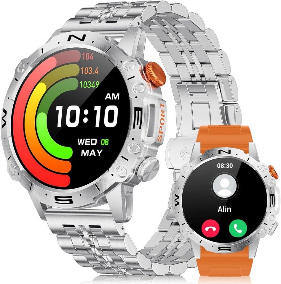 Lige Herren mit Aod Mode,Touchscreen Fitness IP68 Wasserdicht Smartwatch (1.43 Zoll, Android / iOS), mit 110 Sportmodi/45 Tage Batterie/Schlafmonitor Aktivitätstracker von Lige
