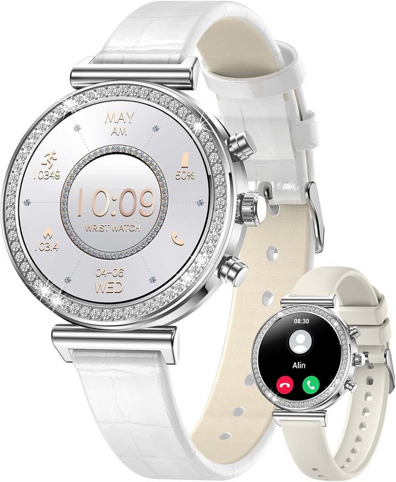 Lige Luxus Smartwatch fur Damen Schrittzähler mit Echtzeit Blutdruckmessung Smartwatch (1,27 Zoll, Android iOS), IP67, Wasserdicht, mit EKG Funktion, Bluetooth Anrufe, 100+ Sportmodi von Lige