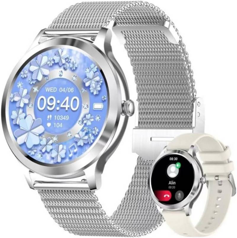 Lige Luxus Smartwatch fur Damen Schrittzähler mit Echtzeit Blutdruckmessung Smartwatch (1,32 Zoll, Android iOS), IP67, Wasserdicht, mit EKG Funktion, Bluetooth Anrufe, 100+ Sportmodi von Lige