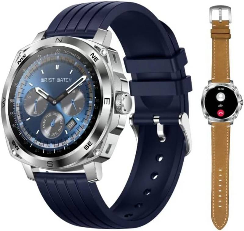 Lige Luxus Smartwatch fur Herren Echtzeit Blutdruckmessung & Herzfrequenz Smartwatch (1,43 Zoll, Android iOS), IP67 Wasserdicht, mit EKG Funktion, Bluetooth Anrufe, 100+ Sportmodi von Lige