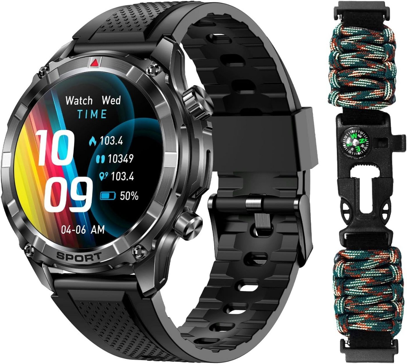 Lige Luxus Smartwatch fur Herren Echtzeit Blutdruckmessung & Herzfrequenz Smartwatch (1,52 Zoll, Android iOS), IP67, Wasserdicht, mit EKG Funktion, Bluetooth Anrufe SpO2 Überwachung von Lige