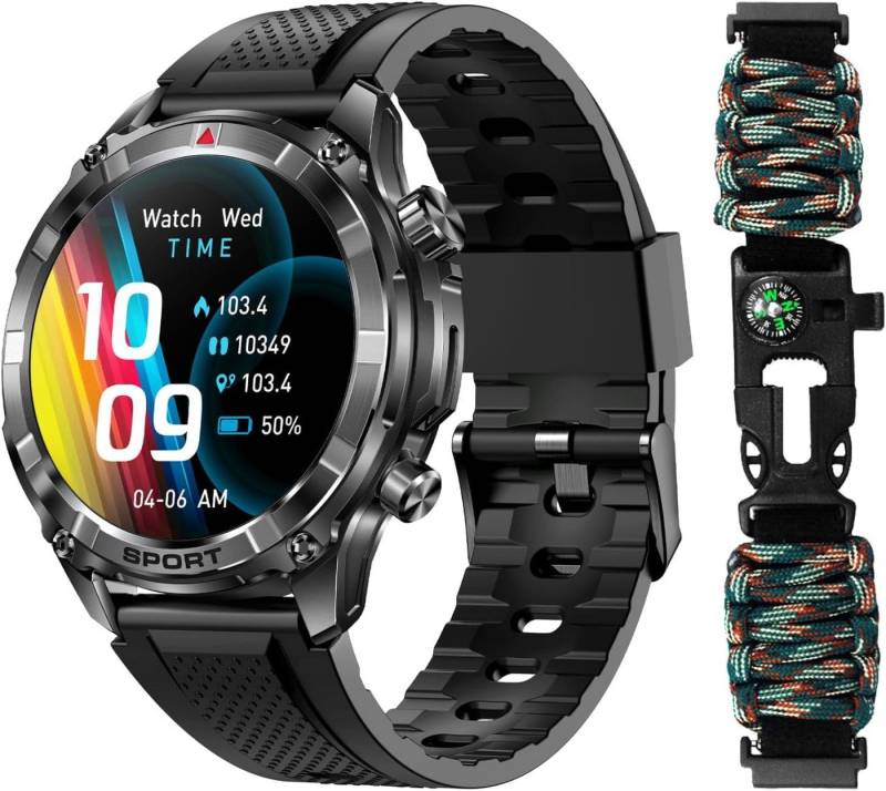 Lige Luxus Smartwatch fur Herren Echtzeit Blutdruckmessung & Herzfrequenz Smartwatch (1,52 Zoll, Android iOS), IP67, Wasserdicht, mit EKG Funktion, Bluetooth Anrufe SpO2 Überwachung von Lige