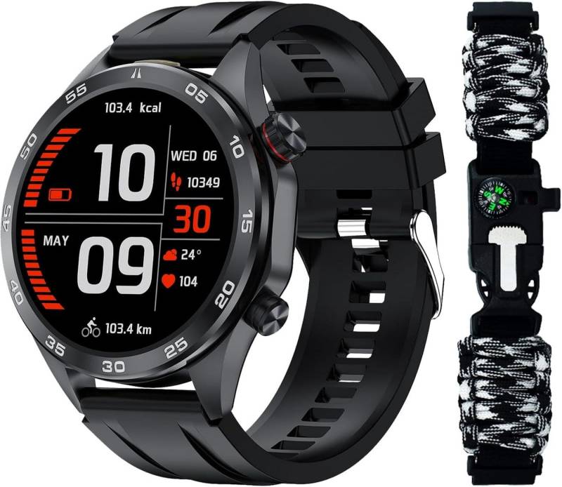 Lige Luxus Smartwatch fur Herren Echtzeit Blutdruckmessung & Herzfrequenz Smartwatch (1,52 Zoll, Android iOS), IP67 Wasserdicht, mit EKG Funktion, Bluetooth Anrufe, SpO2 Überwachung von Lige