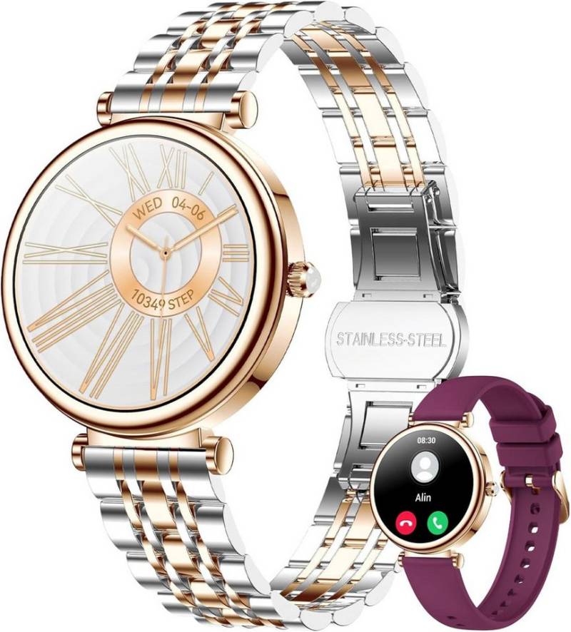 Lige Premium Damen's HD-Display Herzfrequenzüberwachung Smartwatch (1,27 Zoll, Android iOS), mit Bluetooth-Anrufen und sportlichen Funktionen Fitness uhr von Lige