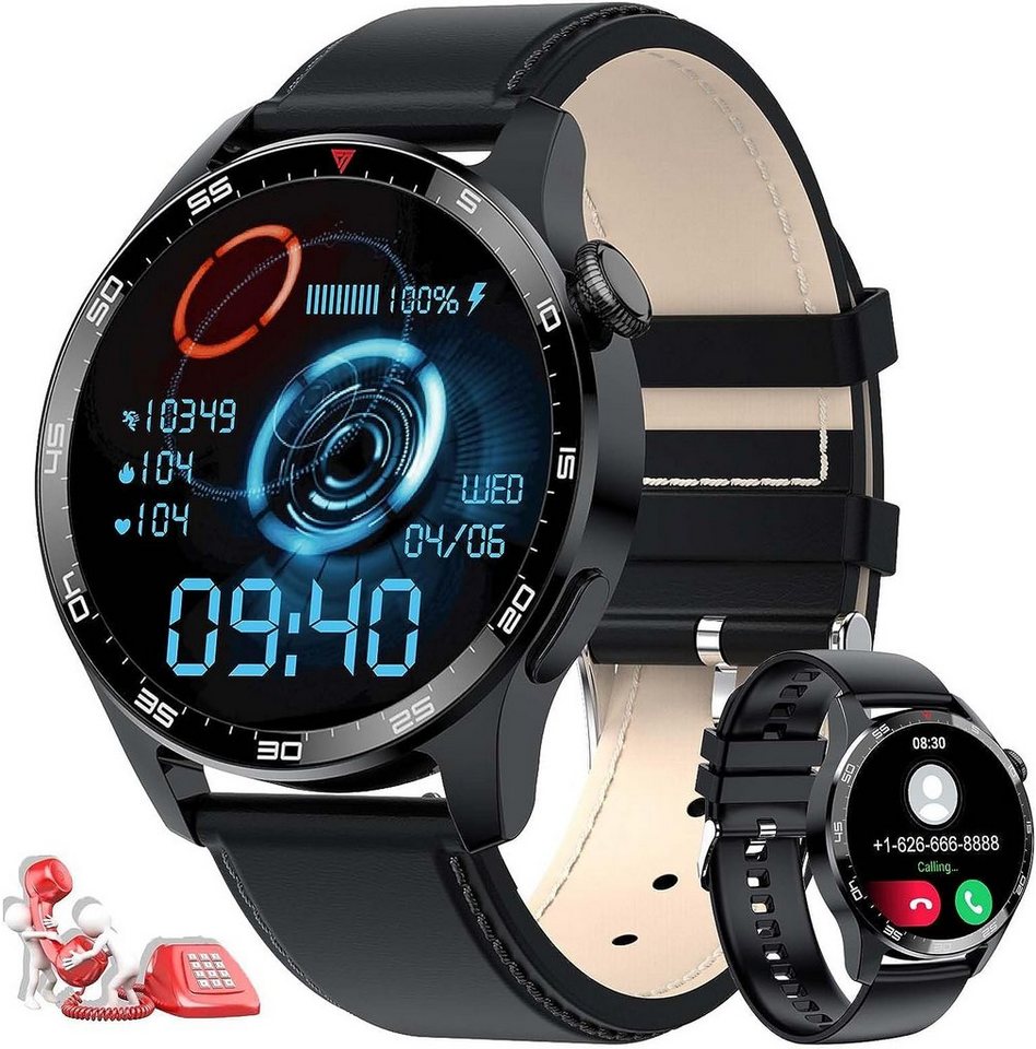 Lige Smartwatch (1,32 Zoll, Android iOS), Herren Telefonfunktion 100+ Sportmodi Fitnessuhr Wasserdicht Sportuhr von Lige