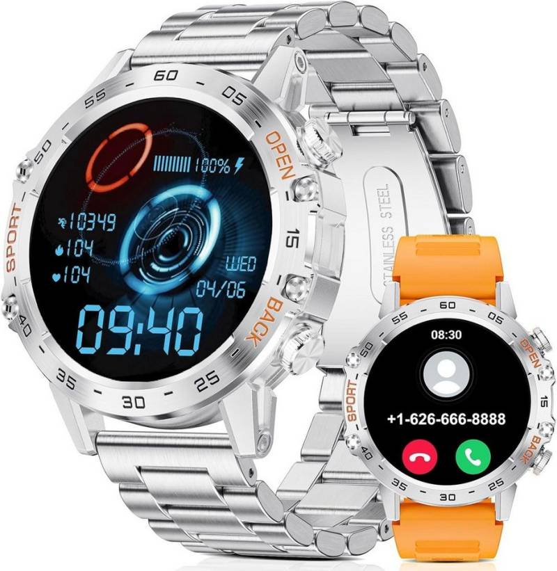 Lige Smartwatch (1,39 Zoll, Android iOS), Robuste mit Herzfrequenz Schlafüberwachung,100+ Sportmodi Fitnessuhr von Lige