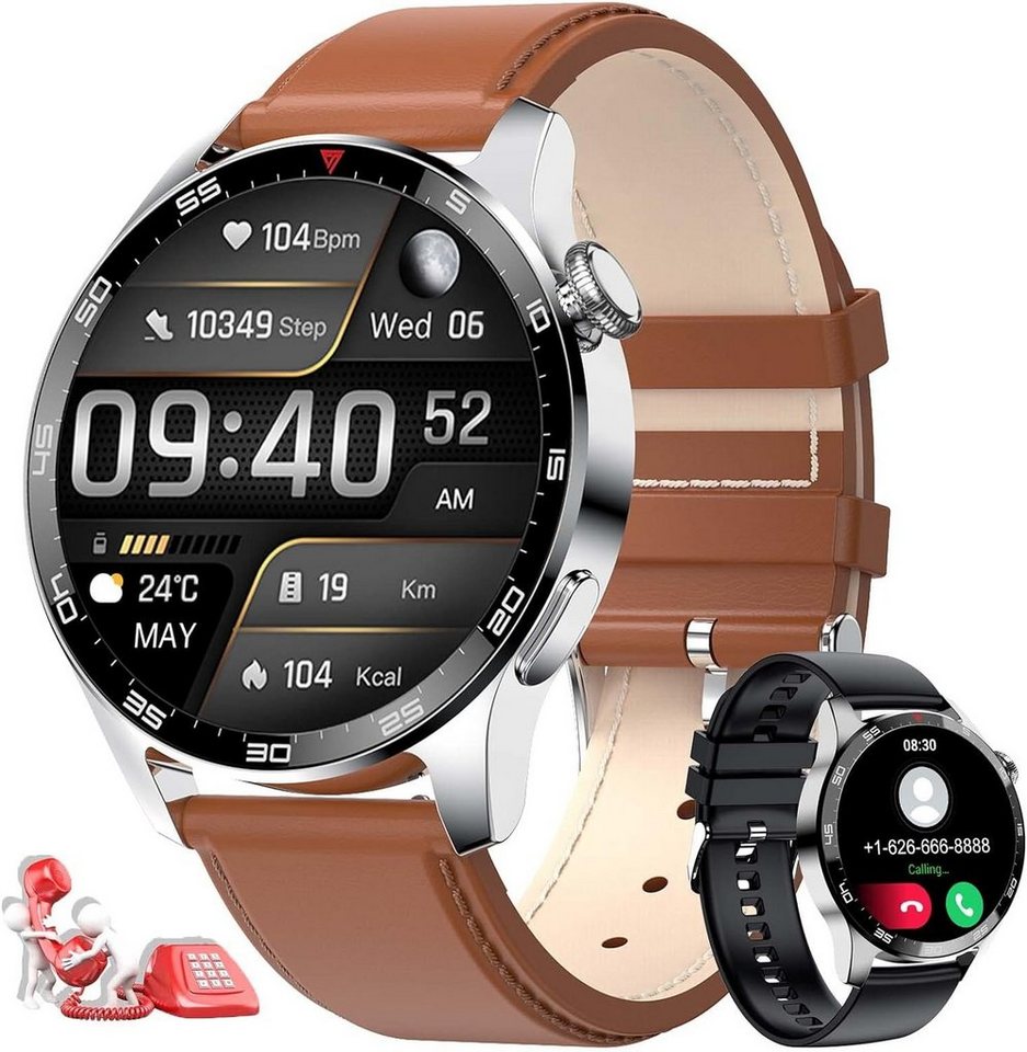 Lige Smartwatch (1,5 Zoll, Android iOS), Herren mit Telefonfunktion 300mAh 5ATM Wasserdicht Sportuhr Robuste von Lige
