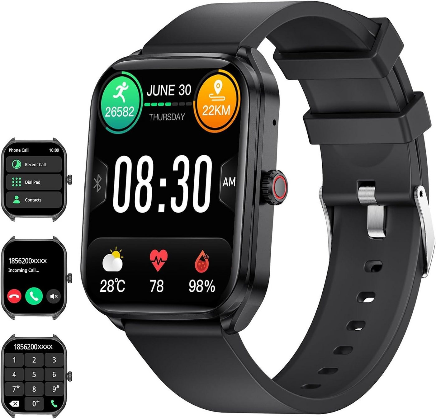 Lige Smartwatch (1,93 Zoll, Android, iOS), Sprachassistent,Schlafüberwachung, Herzfrequenz/SpO2, IP67 Wasserdicht von Lige